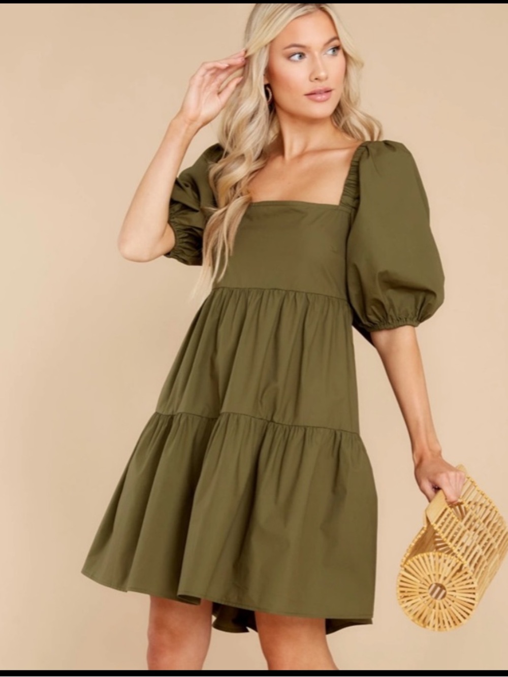 MINKPINK Green Issy Babydoll Smock Dress S NWT